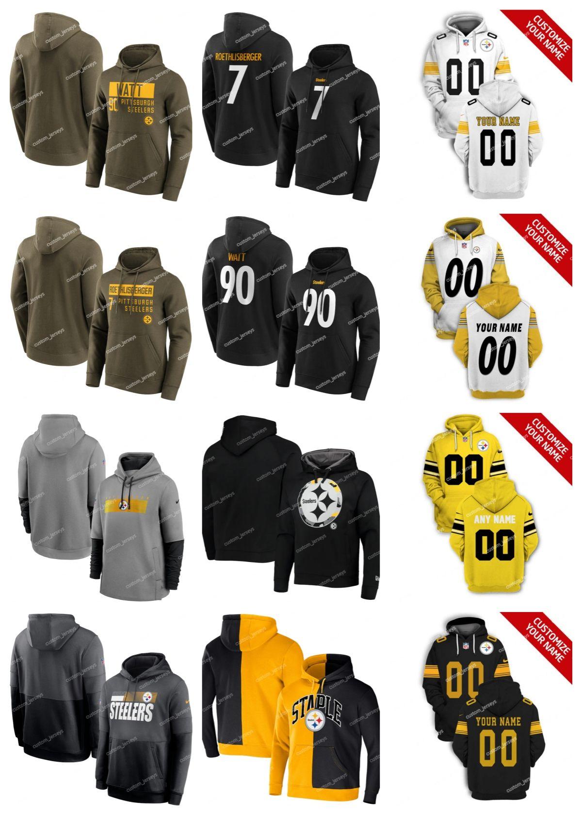 

CUSTOM Custom Pittsburgh''Steelers''Hoodie 7 Roethlisberger 90 Watt 2022 Salute to Service Therma Performance Pullover Football Player''NFL'