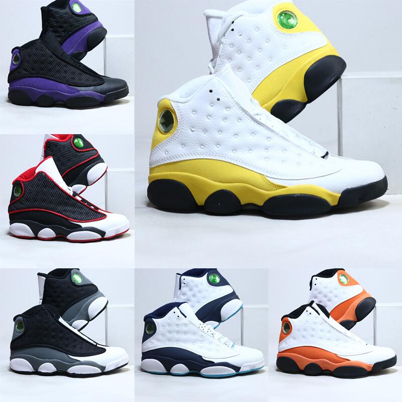 

13 Court Purple Basketball Shoes Del Sol Sneakers Obsidian Starfish White Polished Leather Upper, 1-court purple
