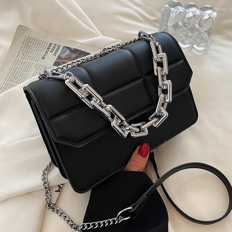 

Evening Bags High Quality Women Pu Leather Chain Handbags Shoulder Fashion Ladies Purse Crossbody Designer Female Messenger Bag, Black