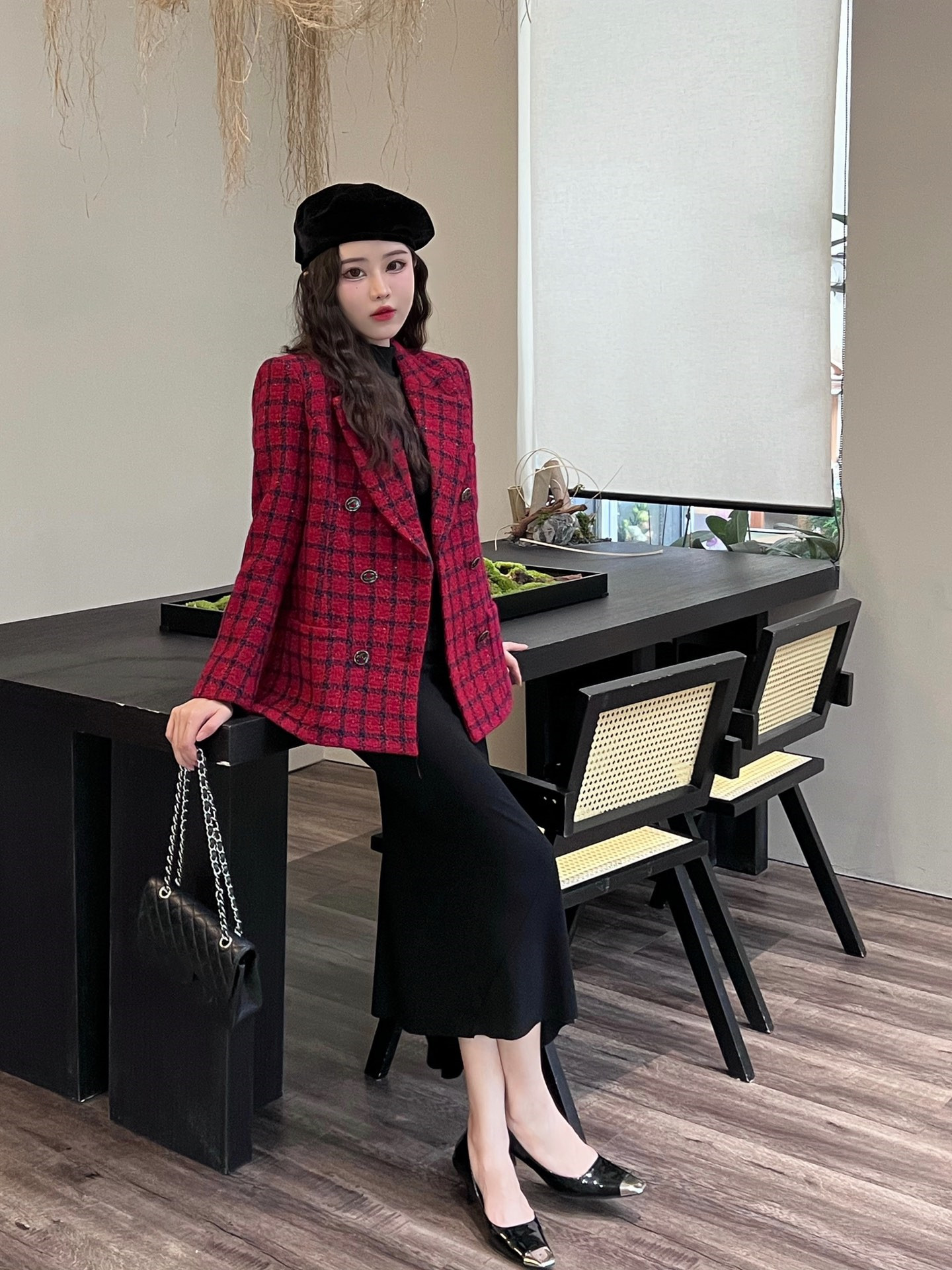 

Chan New Women's brand jacket western suit jacket OOTD designer Fashion top-grade autumn winter LOGO tweed coat Leisure Spring Coats cardigan Women Christmas Gift, Red