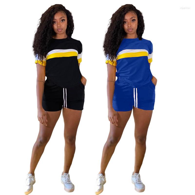 

Women' Tracksuits Simple Pure Color O Neck Short Sleeve Bro And Casual Aldy Fashion High Street Playsuits, Black