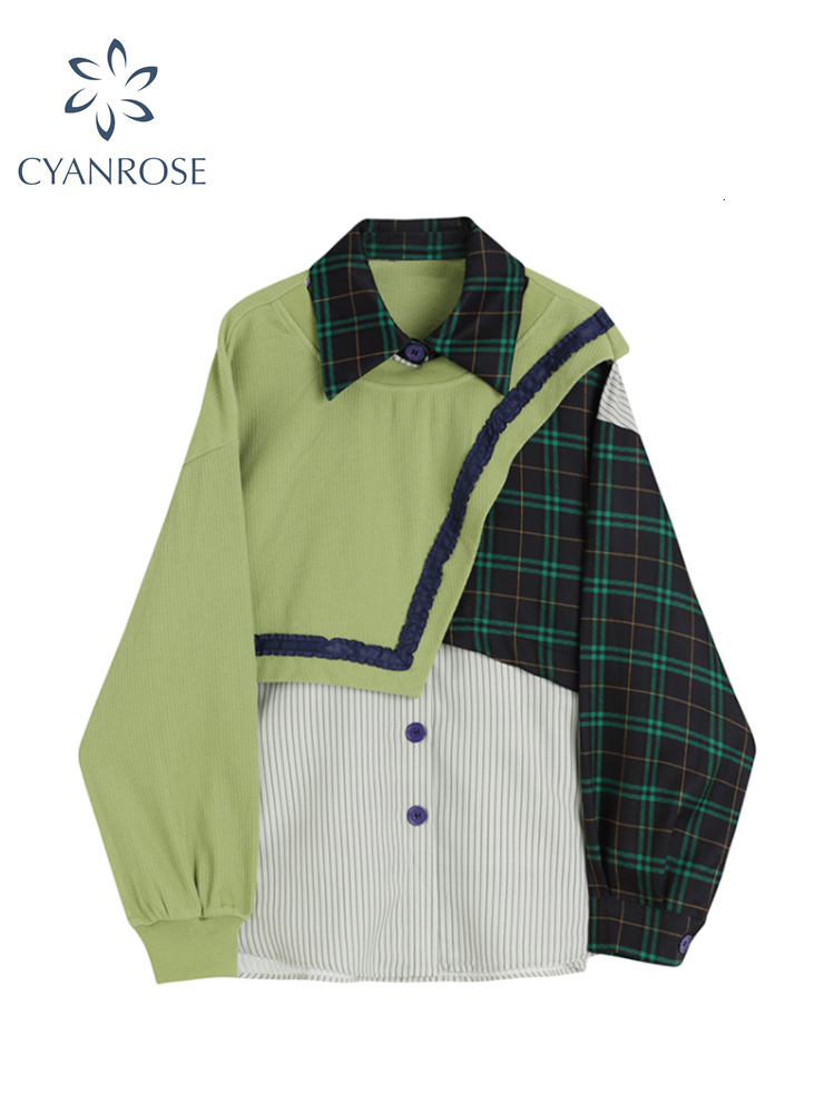 

Women's Hoodies Sweatshirts Women Harajuku Plaid Patchwork Hoodie Clothes Spring Long Sleeve Loose Kawaii Korean Vintage Asymmetry Sweatshirt 221201, Multi