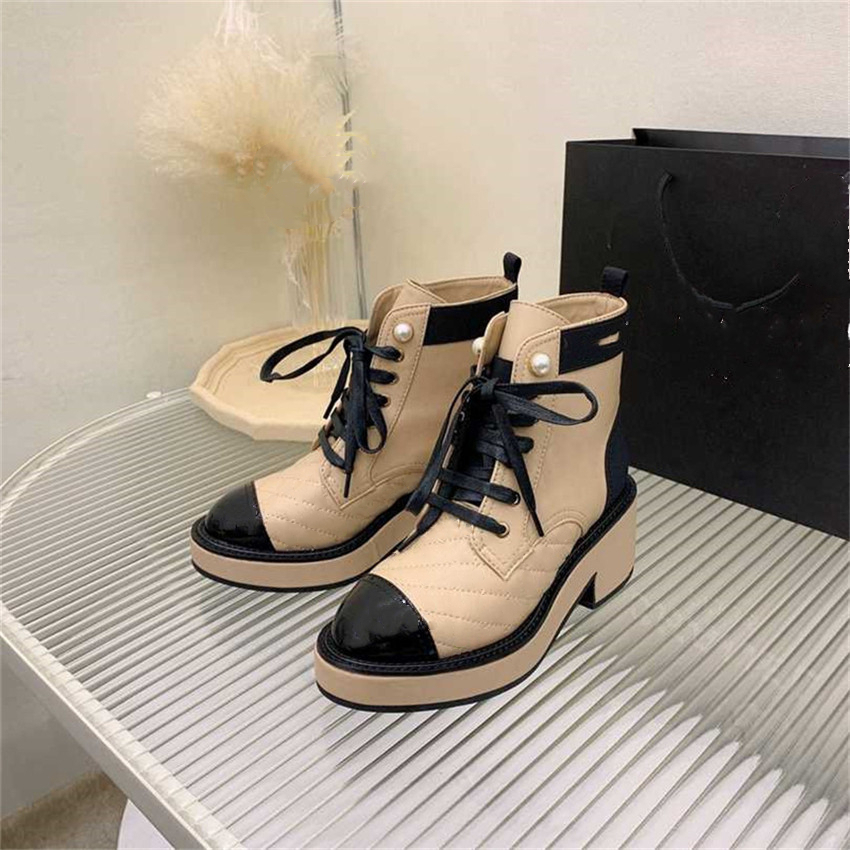 

Fashion Design boots Channel High Heel Ankle Boots Wool Leather Winter Warm Snow anti-skid Women Casual Socks Shoes 04-07