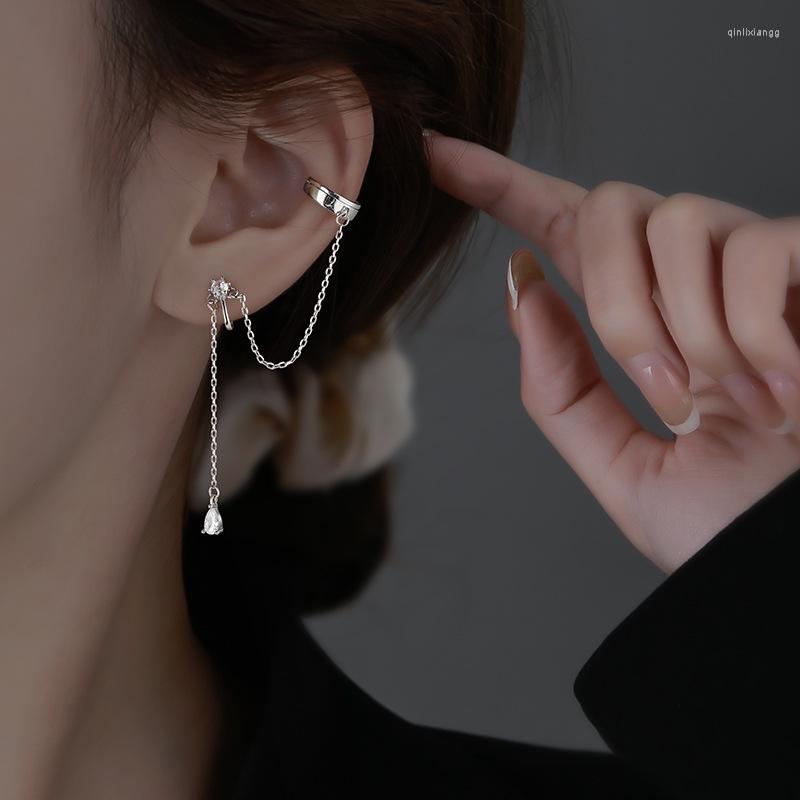 

Backs Earrings 925 Sterling Silver Ear Cuff Long Tassel Non Pierced Cartilage Clip Earring Hypoallergenic Jewelry For Women