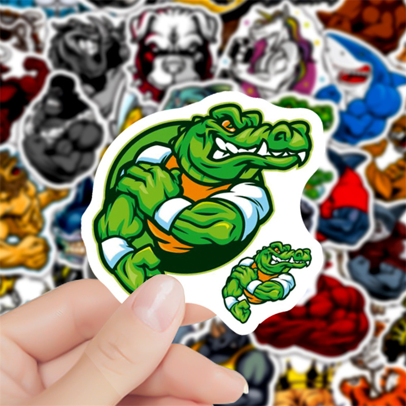 

50PCS/pack New Muscle Animal Stickers Book Laptop Guitar Motorcycle Luggage Skateboard DIY Decorative Decal, Multi colors