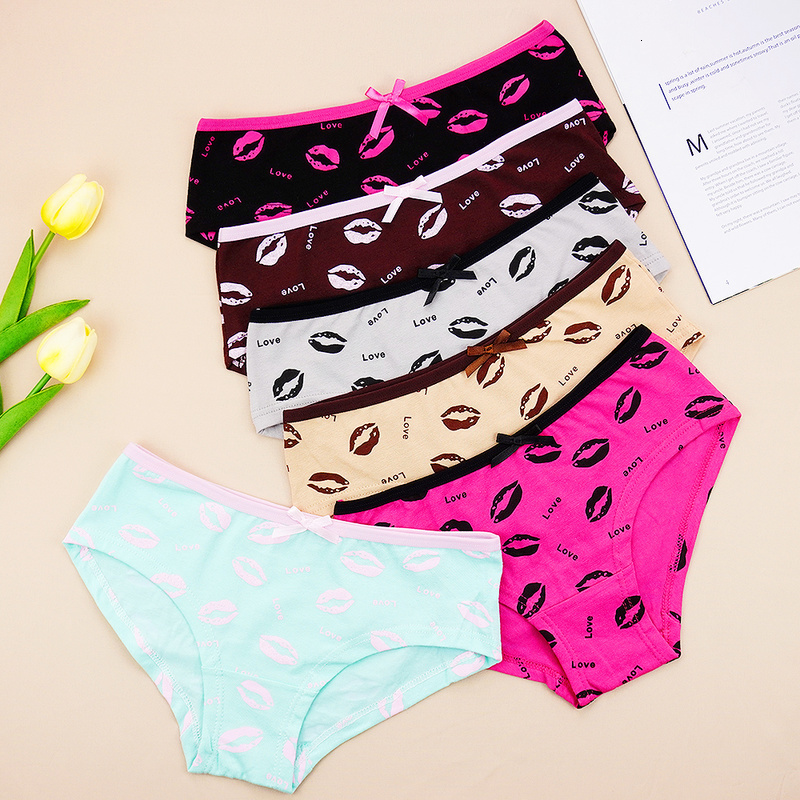

Women's Panties Letter Cotton Underwear 6pcspack Soft Women Panties Cute Underpants Lip Fashion Mid Rise Ladies Briefs SL Wholesale 221202, Multi