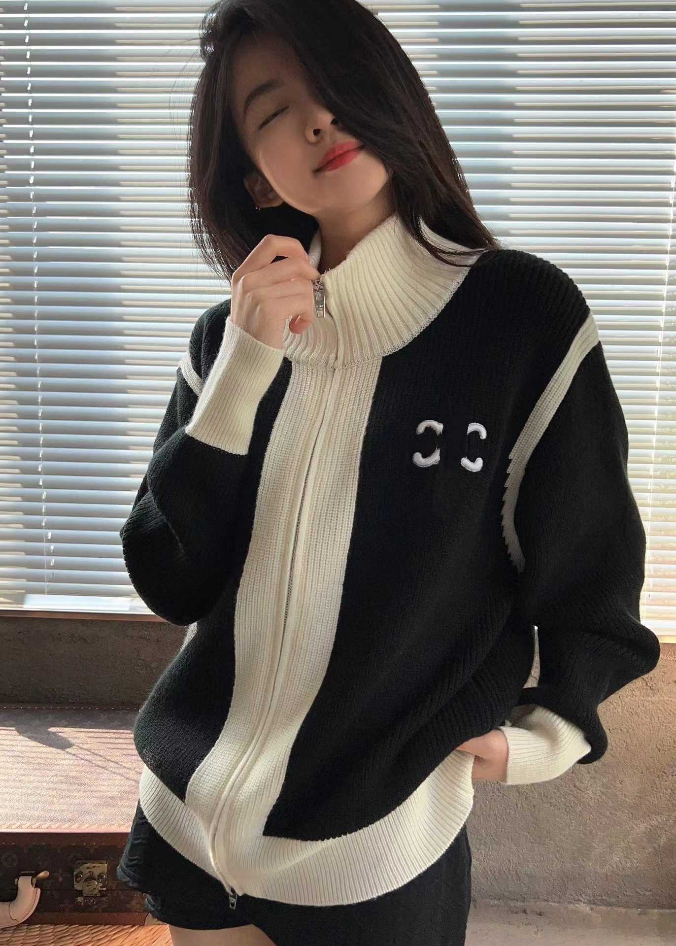

Women' Jacket Sweater Coat Cell 22FW Celebrity Autumn and Winter Style Small Loose Knitted CardiganElegant Classic Fashion De X66W, Black