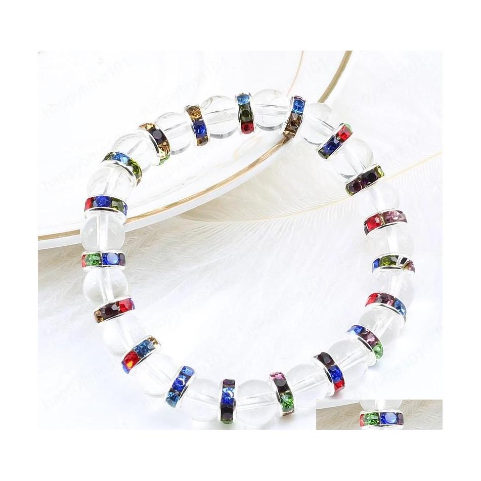 

Beaded Fashion Charm Natural Stone Women Bracelet Colorf Rhinestone Transparent Beads Bracelets Bangles Couple Yoga Jewelry Pseras D Dhaio