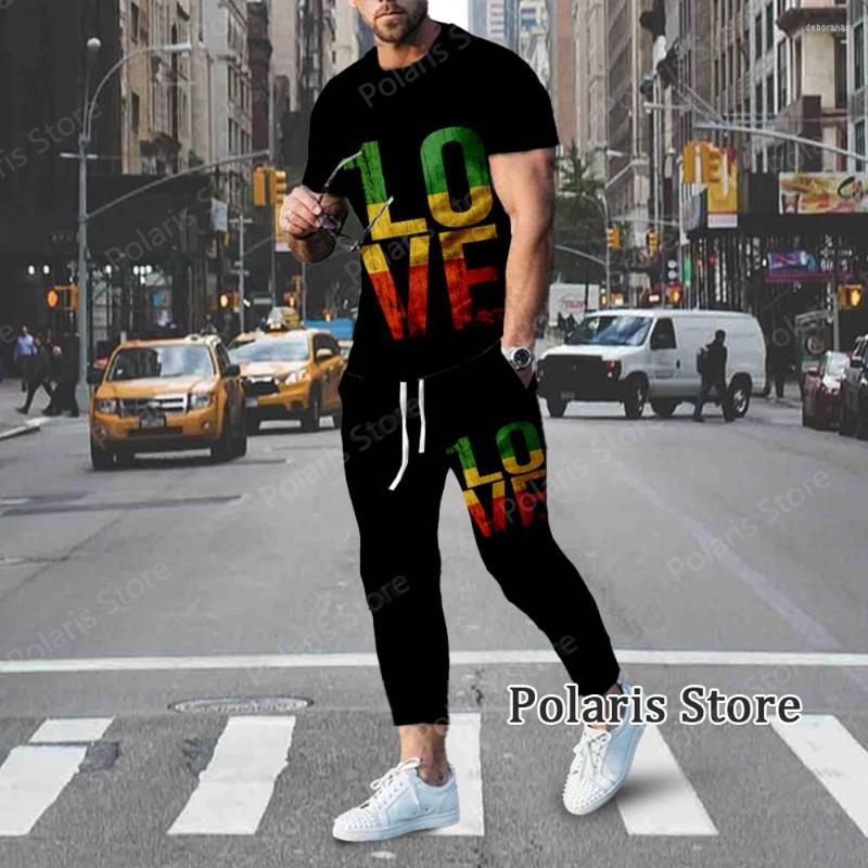 

Men' Tracksuits 2023 Fashion 2 Piece Tracksuit Men Short Sleeve T Shirt Pant Sets Outfits Trousers Suit Black Casual Male Clothes