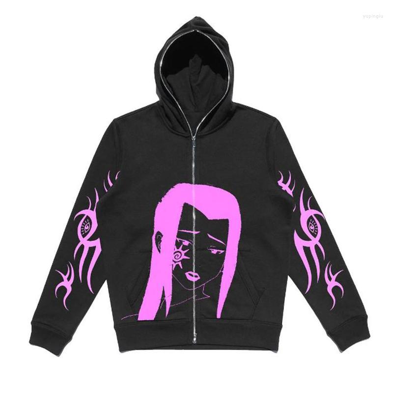 

Men's Hoodies Full Zip Hoodie Men Y2k Clothes Sweatshirt Winter Fashion Sport Coat Goth Harajuku Anime Print Long Sleeve Jacket Oversized, 676-white