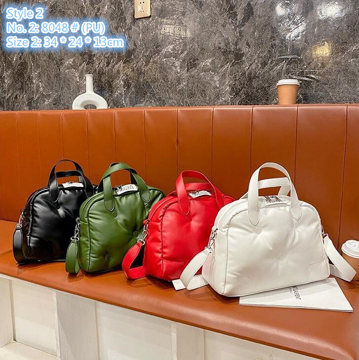 

Wholesale factory ladies shoulder bags 2 styles in winter light and comfortable fashion handbag simple wild black leather cloud bag street leather backpack, Black-8048 # (pu)-style 2