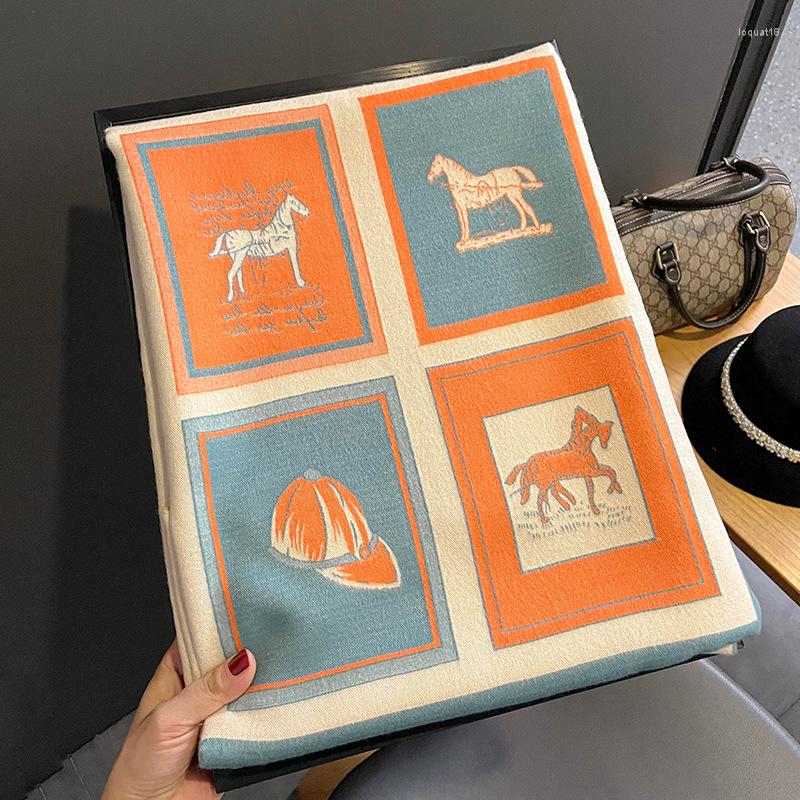 

Scarves Winter Scarf Women Warm Cashmere Large Shawl Wrap Print Pashmina Blanket Thick Wool Bufandas Female Foulard