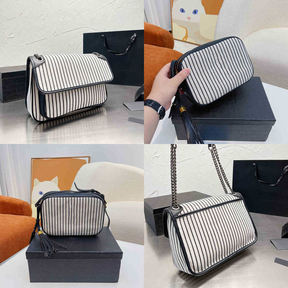 

New Evening Bags Shoulder Designer Stripe Messenger Bag Women Vintage Camera Canvas Crossbod Female Classic Purses 220721, Strip