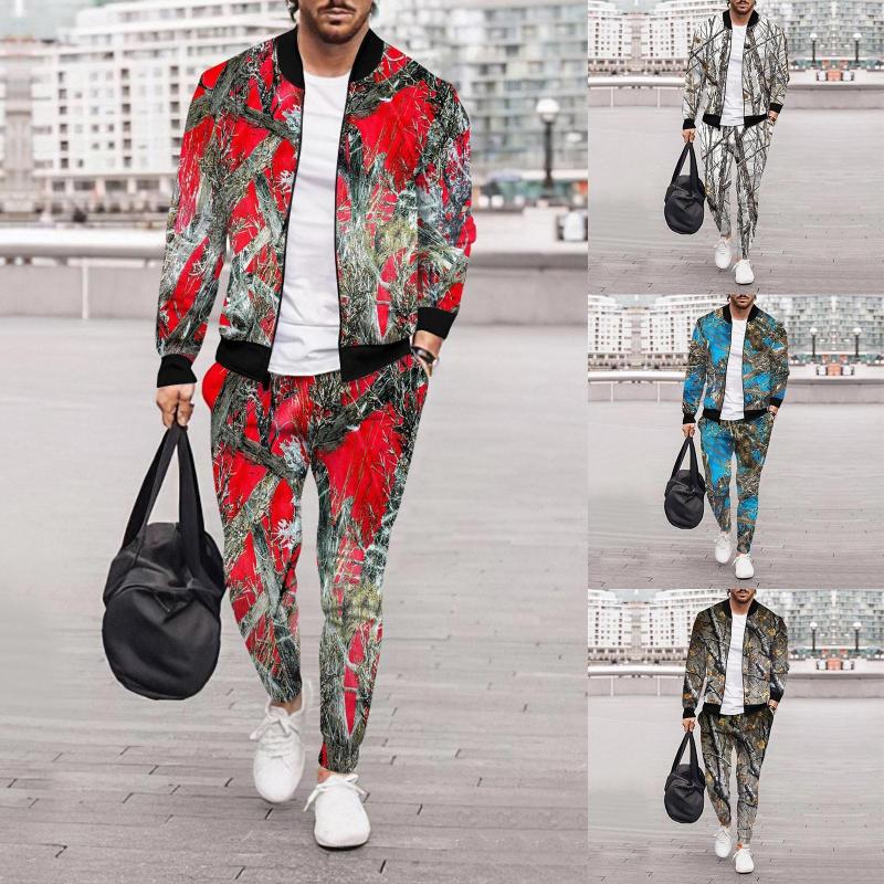 

Men's Tracksuits Mens Winter Casual Street Woven Jacket Pants Jungle Outdoor Two Piece, White