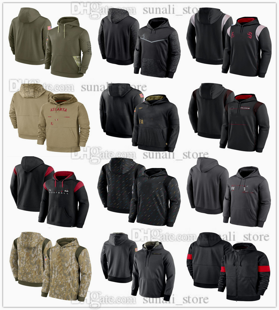 

Jerseys Atlanta''Falcons''Sweatshirt Football Olive Salute to Service Hoodies Sweatshirts Therma Performance Pullover Hoodie''NFL''Men Youth Women, Black