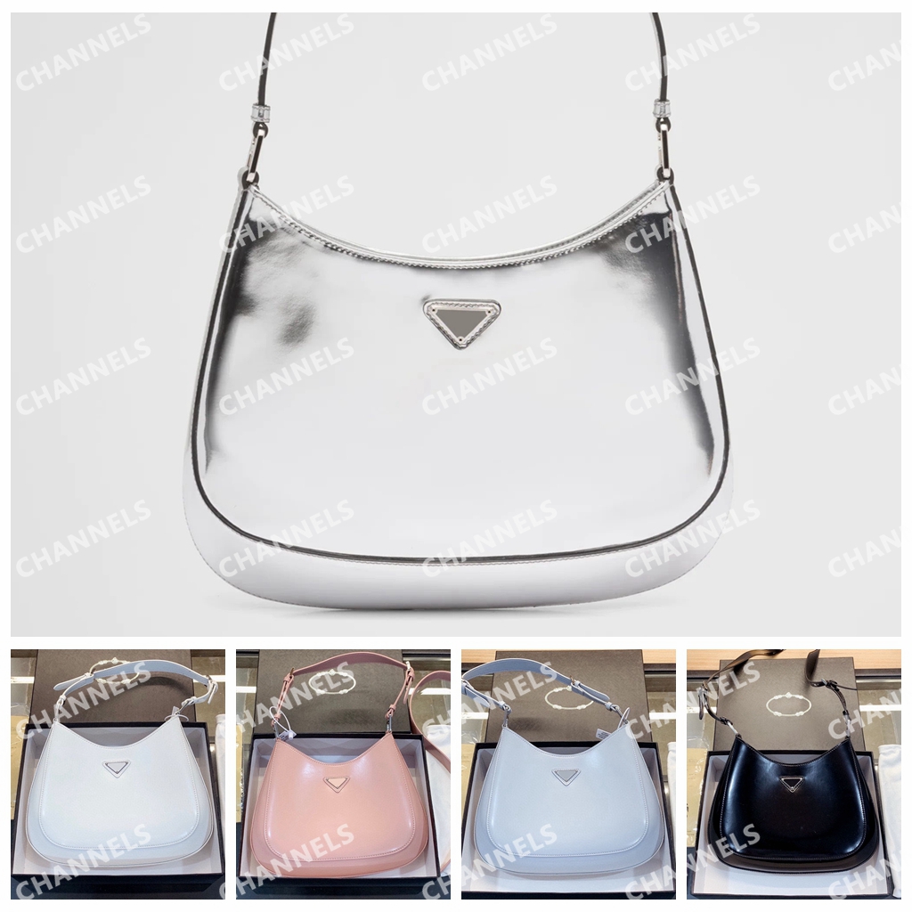 

Cleo Brushed Leather Shoulder Bag Saffiano Designer Luxury Underarm Triangle Bag Women Fashion Classic Vintage Purse Pochette, Box