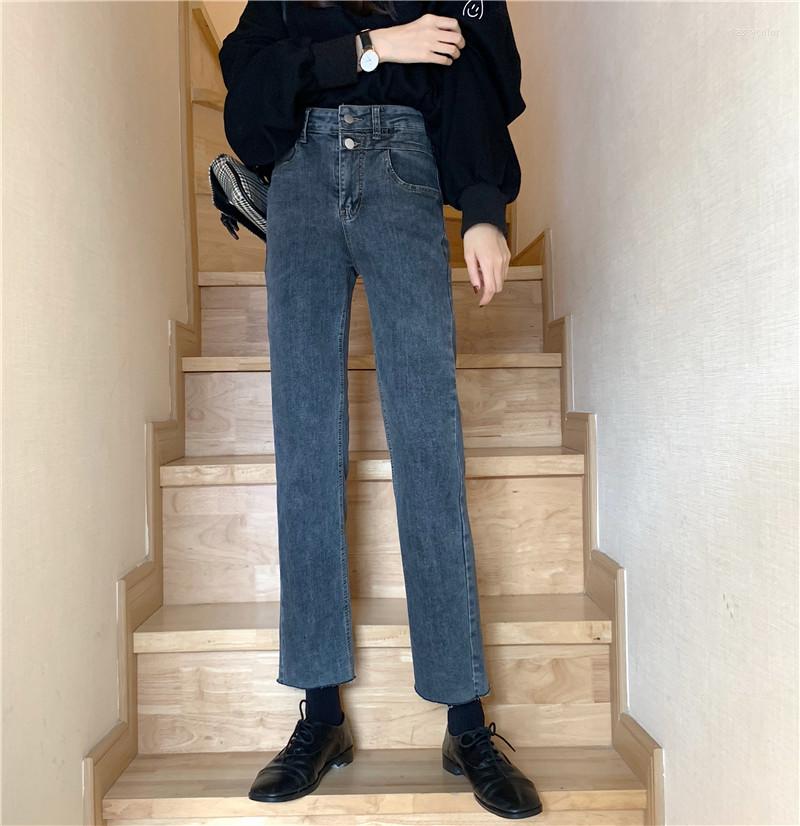 

Women' Jeans Woman Chic Korean Style Pencil Pants Denim Trousers Slim High Waist Ankle-Length Jean Femme, Black