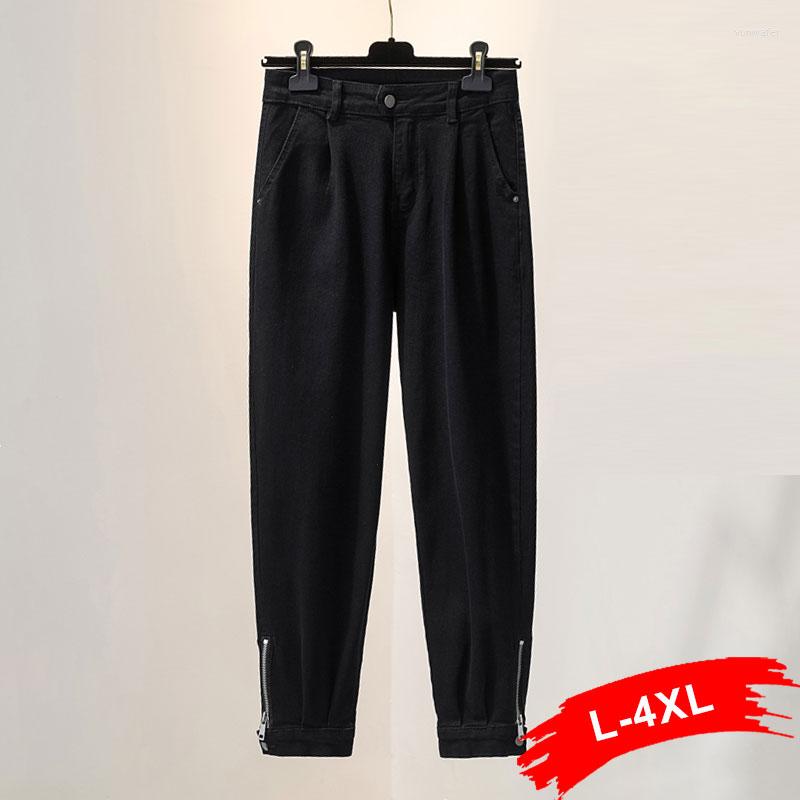 

Women's Jeans Casual Boyfriend Zipper Patchwork Women Black Harem Pants Harajuku Stretch Ankle Length Baggy Mom Streetwear Goth Pant