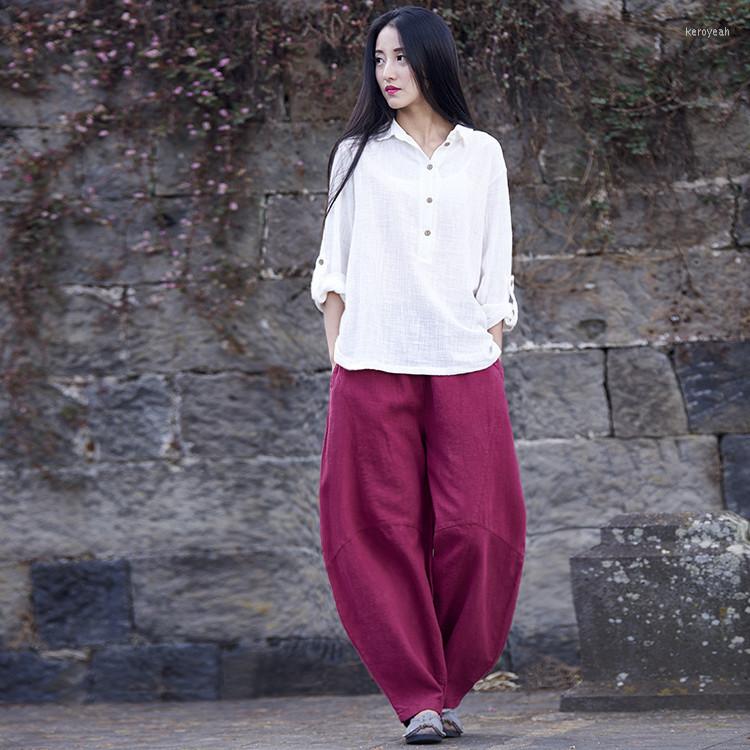 

Women' Pants Cotton Linen Women Casual Solid Color Loose Ladies Female Trousers Spring Summer, Beige
