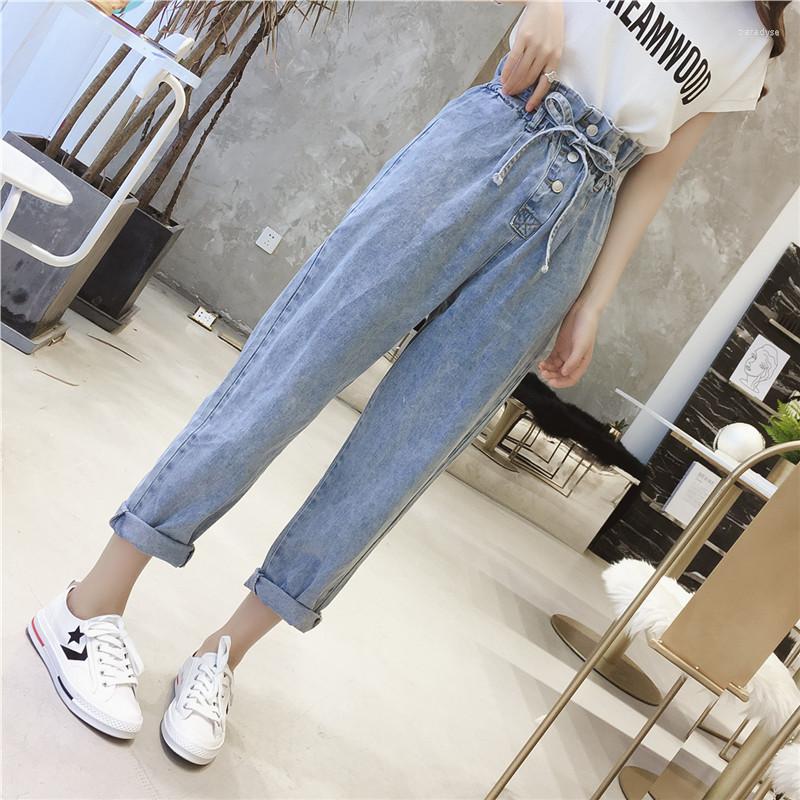 

Women' Jeans Special Wholesale Pants Spring Summer 2022 Han Fan High Waist Lace Flower Wild Nine Points Harem, Blue