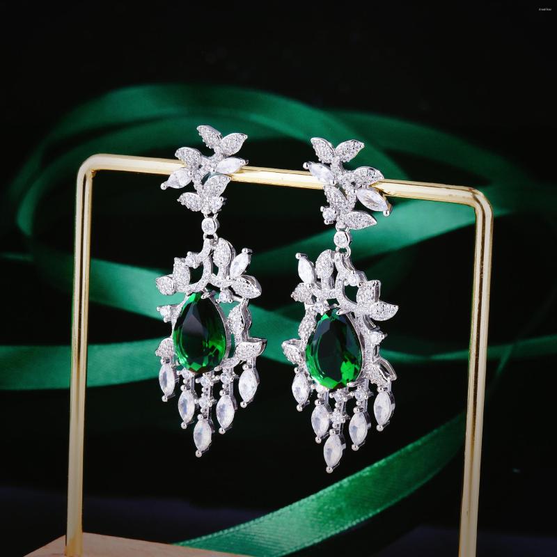 

Stud Earrings Original Design Leaves Female Super Sparkling Green High Carbon Diamond Luxury Jewelry Gifts Party