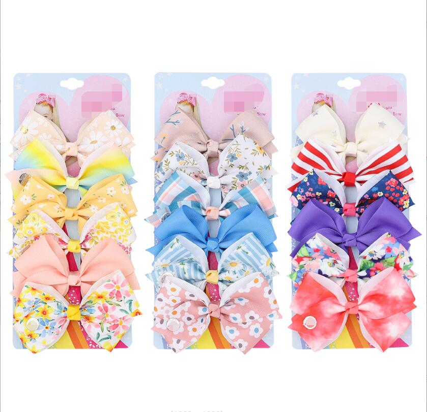 

186 color 5 inch hair Bow girl colorful print Barrettes Hairs Accessories Rainbow Unicorn Child Unicorn party Christmas Gift clipper