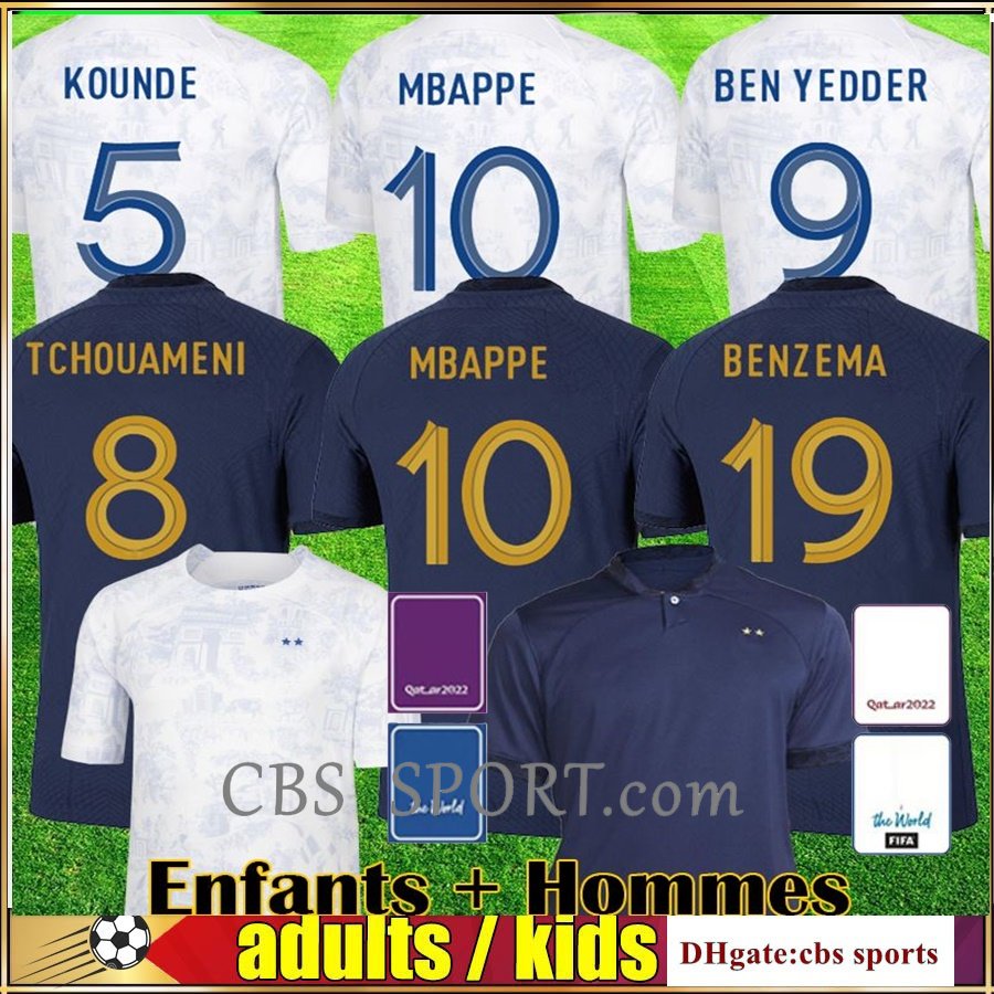 

Maillots de football 2022 Soccer Jersey French BENZEMA Football shirts MBAPPE GRIEZMANN POGBA kante maillot foot kit hommes enfants MEN kids set-Factory Outlet, Men away patch