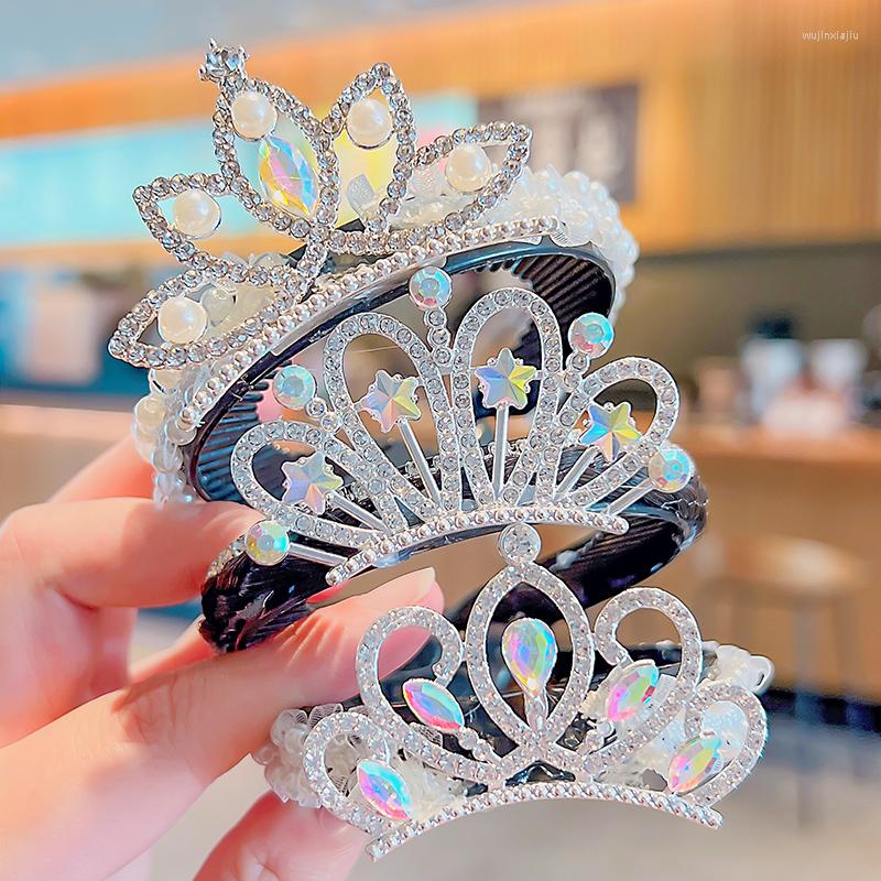 

Hair Accessories 2022 Children Cute Sweet Shiny Pearl Crown Ornament Clips Girls Lovely Hairpins Kids Fashion, Crown-a