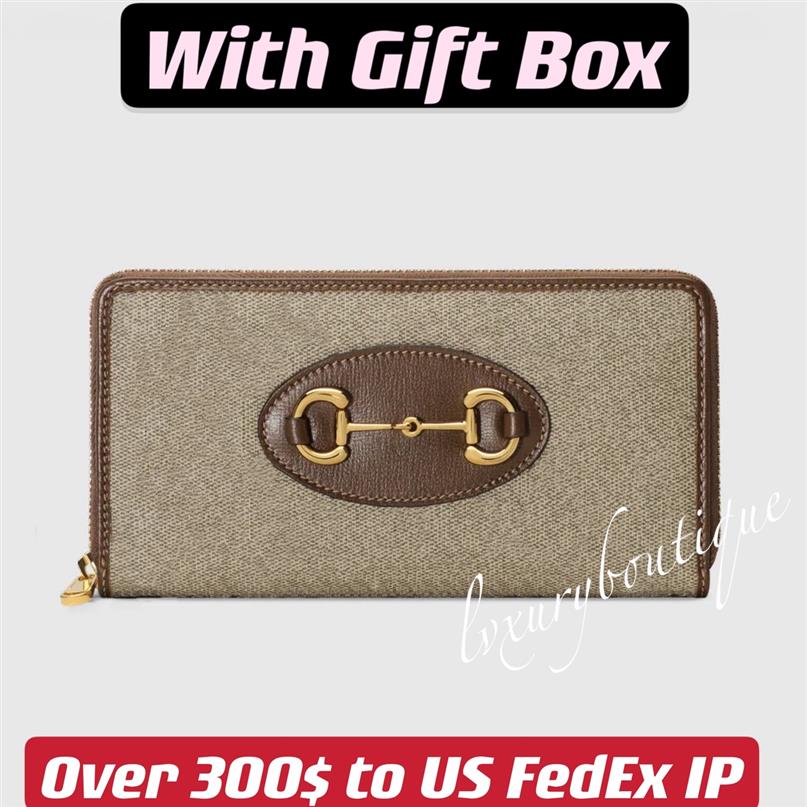 

621889 Zipper Round Long Standard Wallet Women Horsebit 1955 Large Classic Wallets Inner Pouch Card Holder Slots210s, Brown