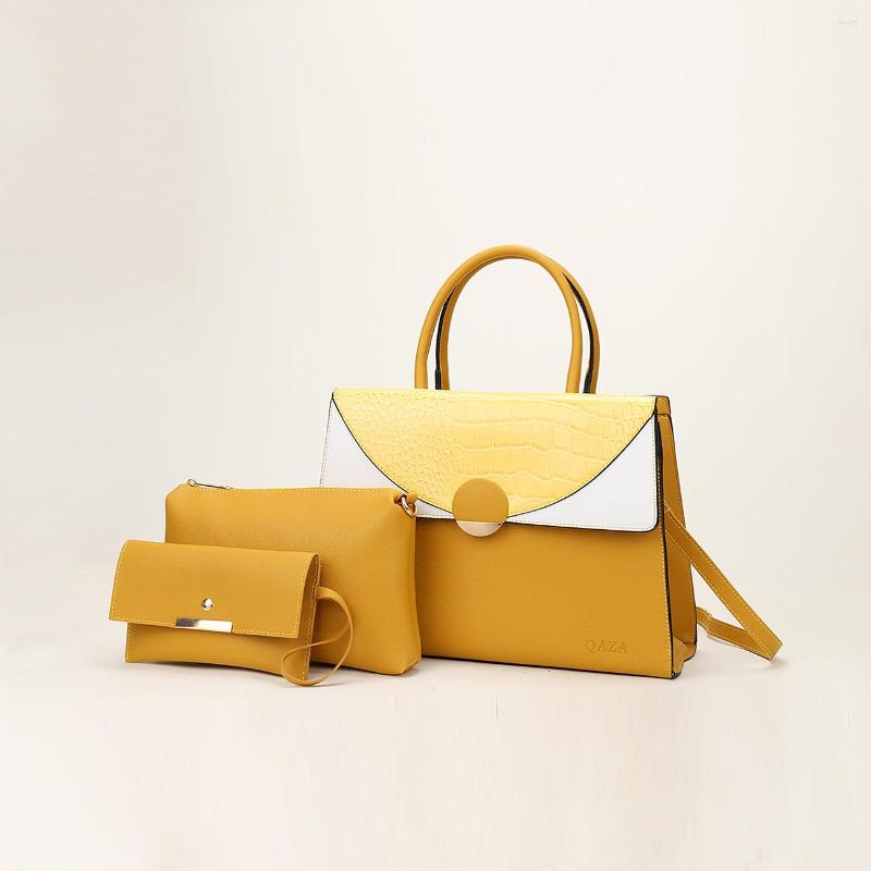 

Evening Bags Color Contrast Square Bun Mother Bag 3-piece Set Straddle One Shoulder Portable Women's 2022 Style Three-piece, Black