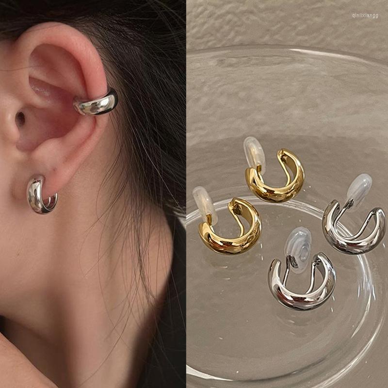

Backs Earrings Korean Gold Silver Color C Shaped Ear Clips Without Piercing Earring For Women Girls Fashion Simple Cuff Wedding Jewelry