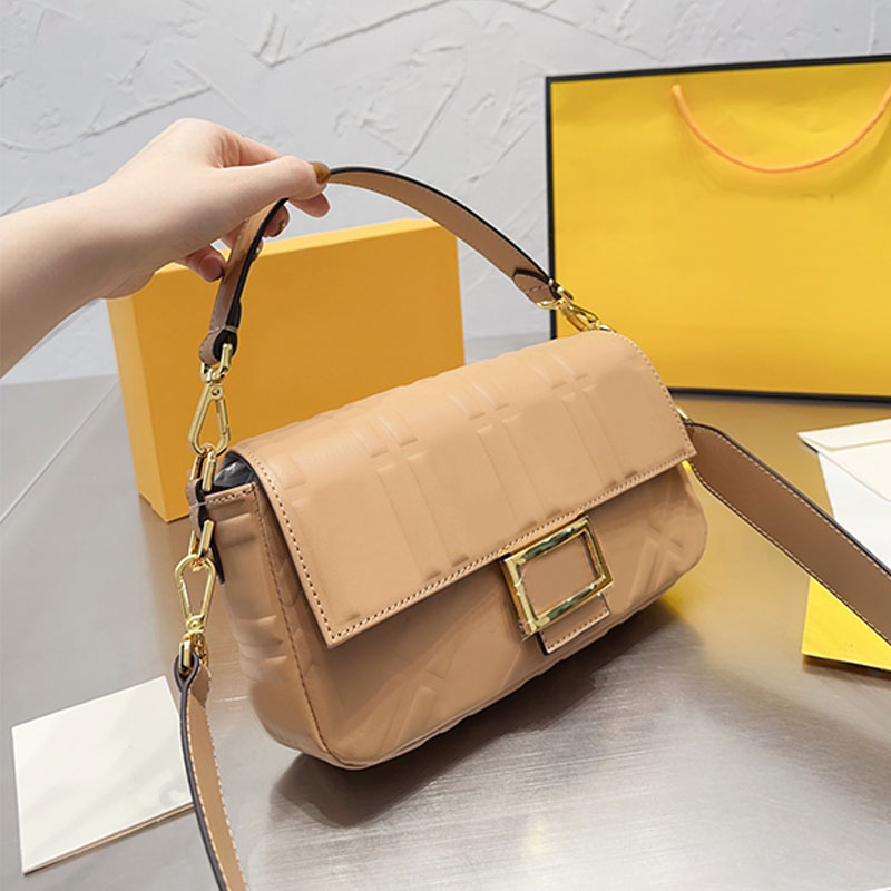 

Crossbody Bags Baguette Handbags Purse Shoulder Bag Fashion Full Letter Genuine Leather Flap Golden Hasp Top Handle Tote Removable Strap, Blue