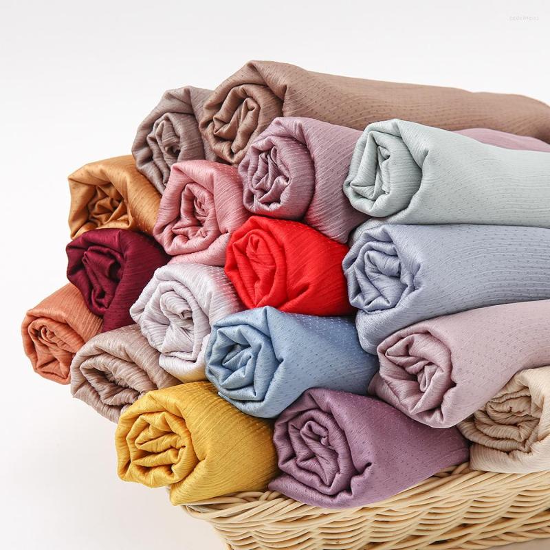

Scarves Designer Women Scarf Summer Lady Shawl WrapHijab FoulardFemale Bandana Smooth Crepe Dotted Monochromatic Turban Headband