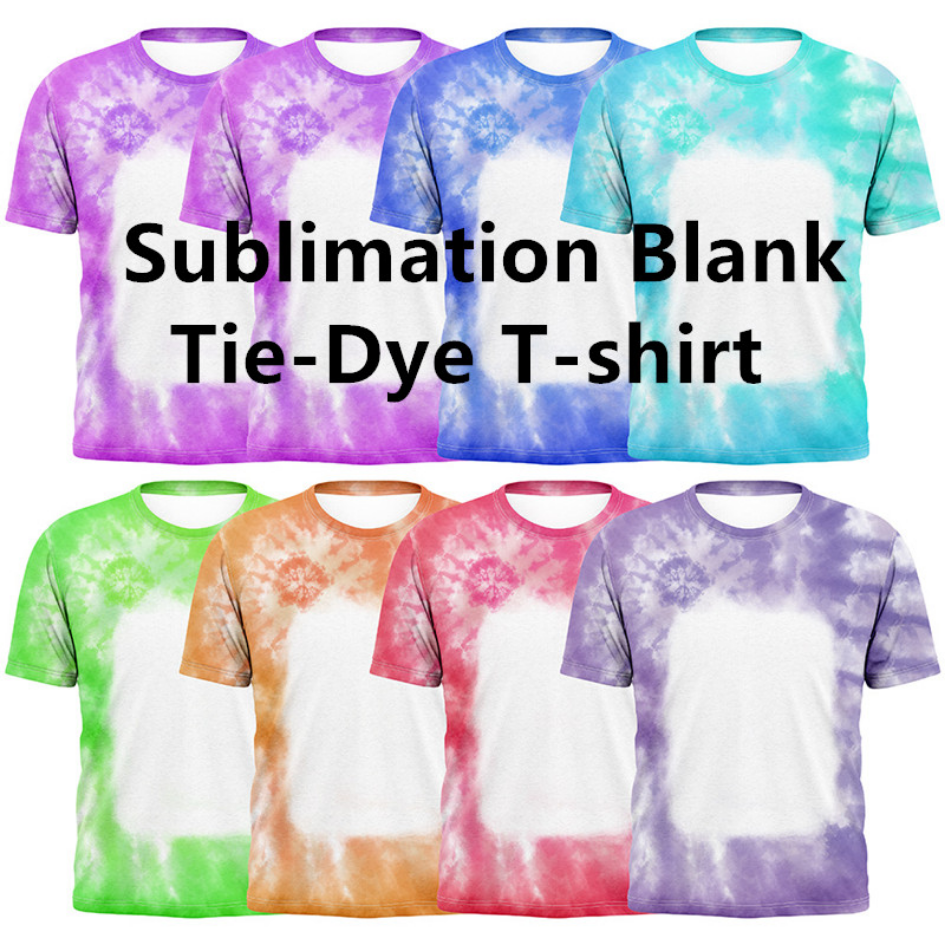 

New Sublimation Blank O Neck Tie-Dye Short SleeveT-Shirt Tops Polyester Tees in the Summer For Custom Logo Printing Men Women bb1202