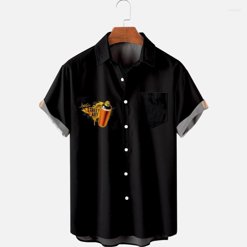 

Men's Casual Shirts 2022 Summer Short Sleeve Original Risk Free Print Ethnic Trend Men's Tops 005, Beige