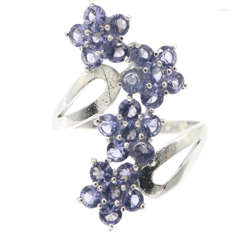 

Cluster Rings 34x10mm Lovely Cute 4.9g Purple Spinel Women Dating 925 Silver Eye Catching Drop