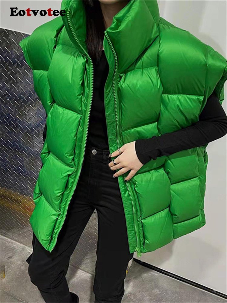 

Women's Vests Eotvotee Vest Jacket Warm Waistcoat Sleeveless Women Green Loose White Fashion Stand Collar Sleeveless Jacket Vest Female 221202, Beige