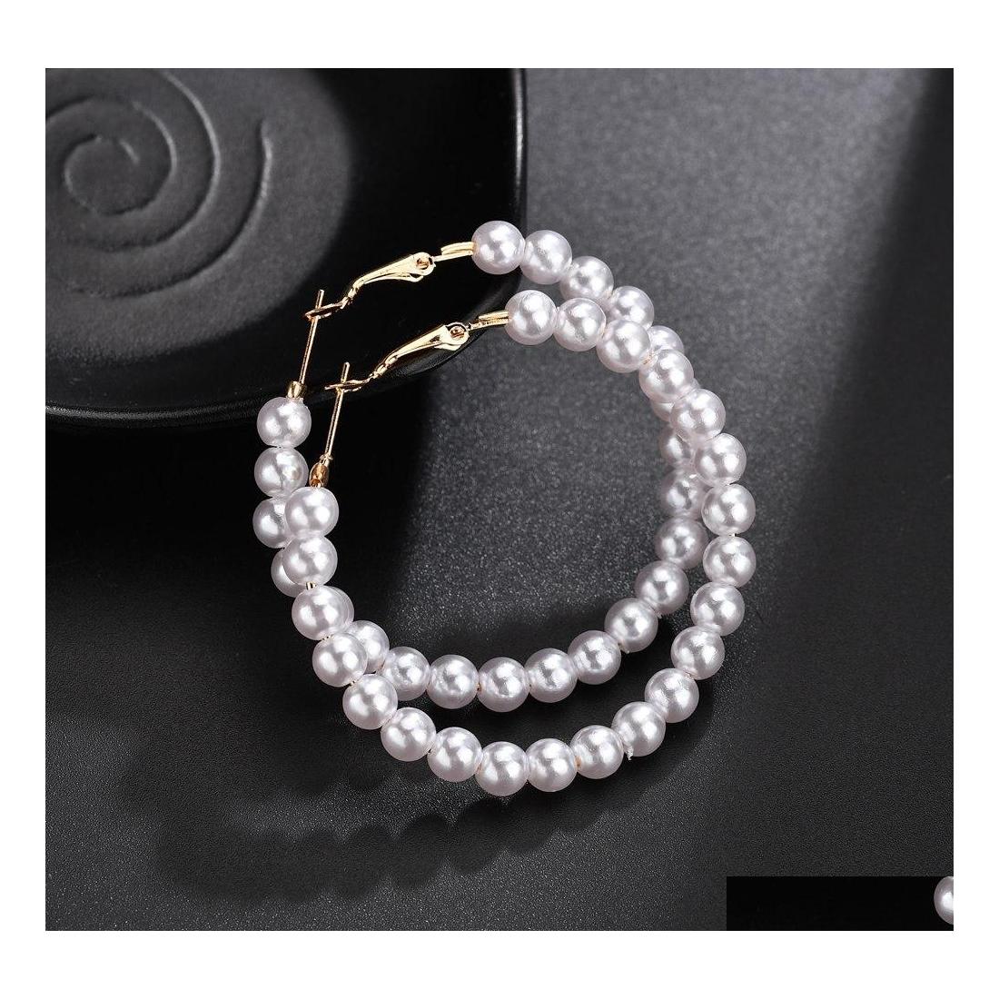 

Dangle Chandelier Unique Design Big Geometric Earrings Womens Temperament Personality Exaggeration Fashion Imitation Pearls Round Dhijs