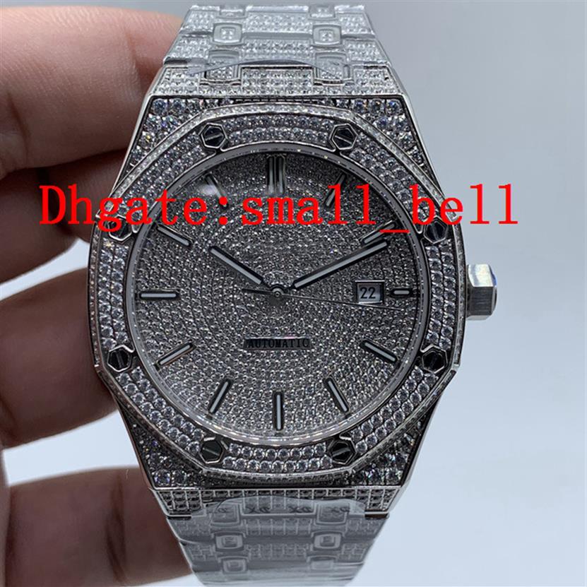

Factory new product 15400ST all ice stainless steel men's diamond watch imported 8215 automatic machinery 42mm men's har247S, Silver