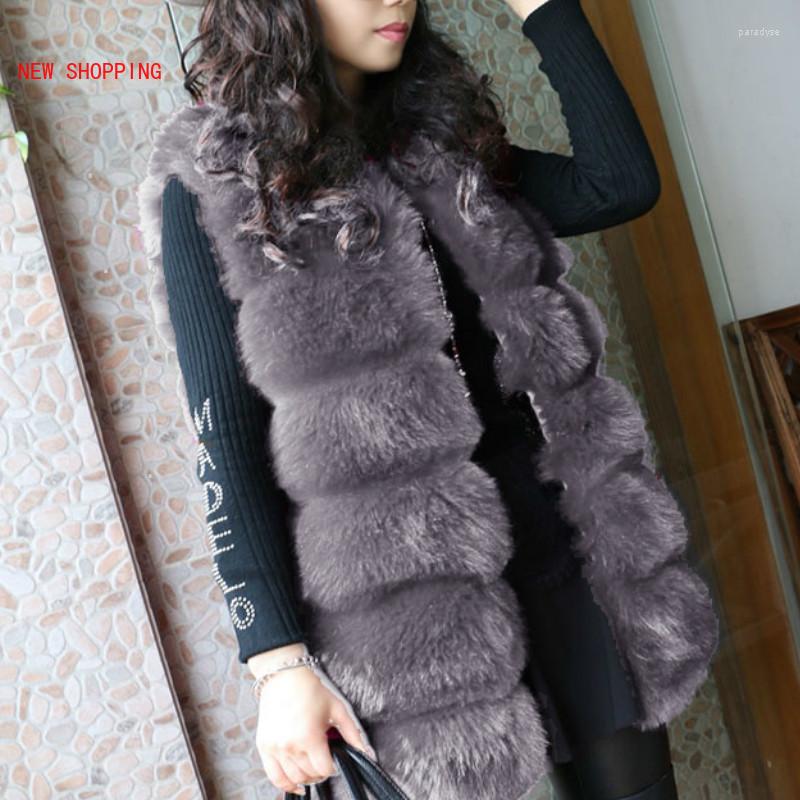 

Women' Vests Womens Faux Fur Gilet Vest Sleeveless Waistcoat Warm Jacket Coat Long Outwear Woman Casual Fake Coats Female Ladies, Black