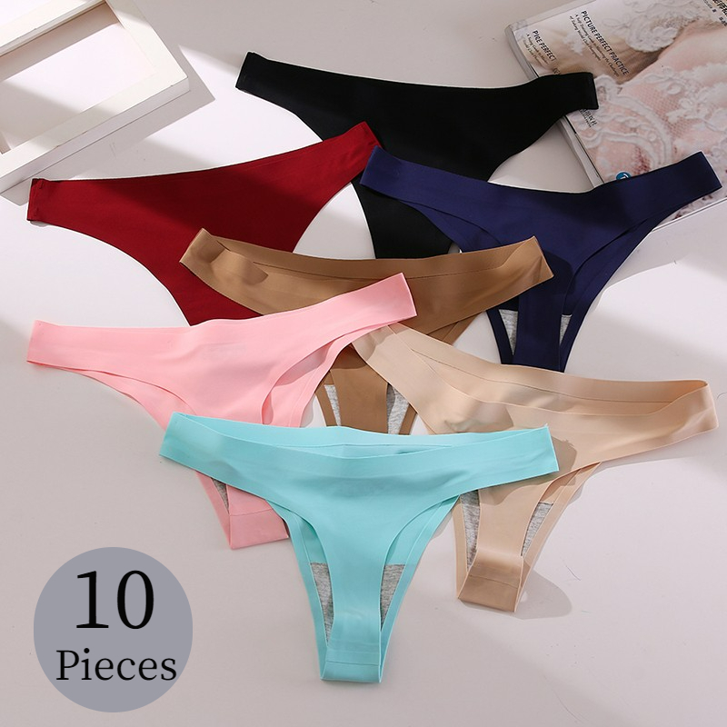 

Women's Panties BZEL Solid Female Thongs Silk Satin Women's Panties Sports Seamless Underwear Sexy Lingerie Girls GStrings Underpants Tanga 221202, Set 14