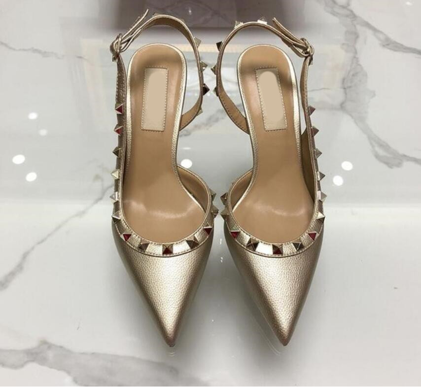 

High Heels Pumps Sandals Heels Women Clear Sandal Big Size Lady Stud Back Strap Slin Look All Match Stilettos