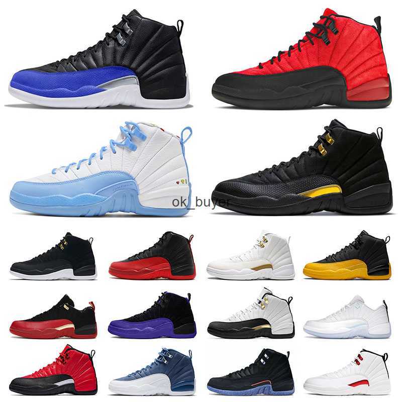 

New Arrival Retro Designer Jumpman 12 12s XII Basketball Shoes For Mens Hyper Royal Black Taxi Ovo White Super Bowl Easter Grind Sneakers, # 40-47 black taxi