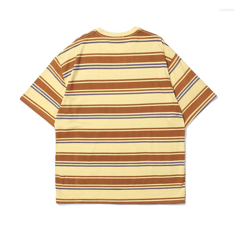 

Men' T Shirts Shirt Fashion Streetwear Cotton Tshirt Men Stripe Print Casual Oversize T-shirt Male Tops Short Sleeve Tee Top, White