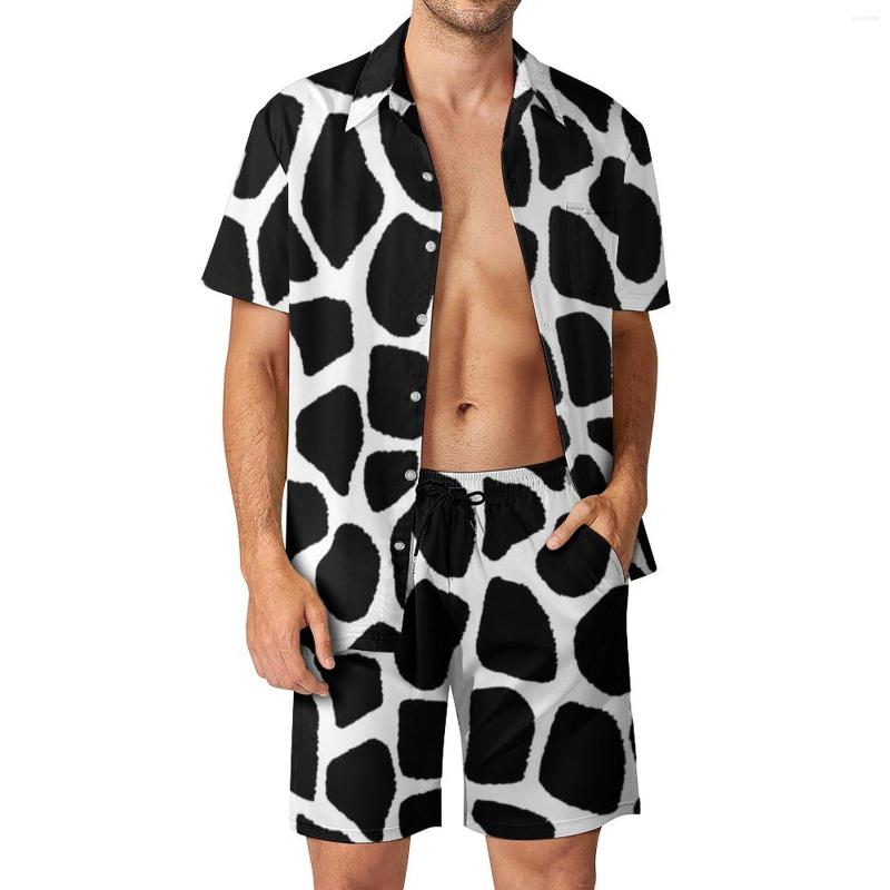 

Men's Tracksuits Black And White Giraffe Men Sets Animal Print Casual Shorts Vacation Shirt Set Summer Novelty Design Suit Oversized, Style-16