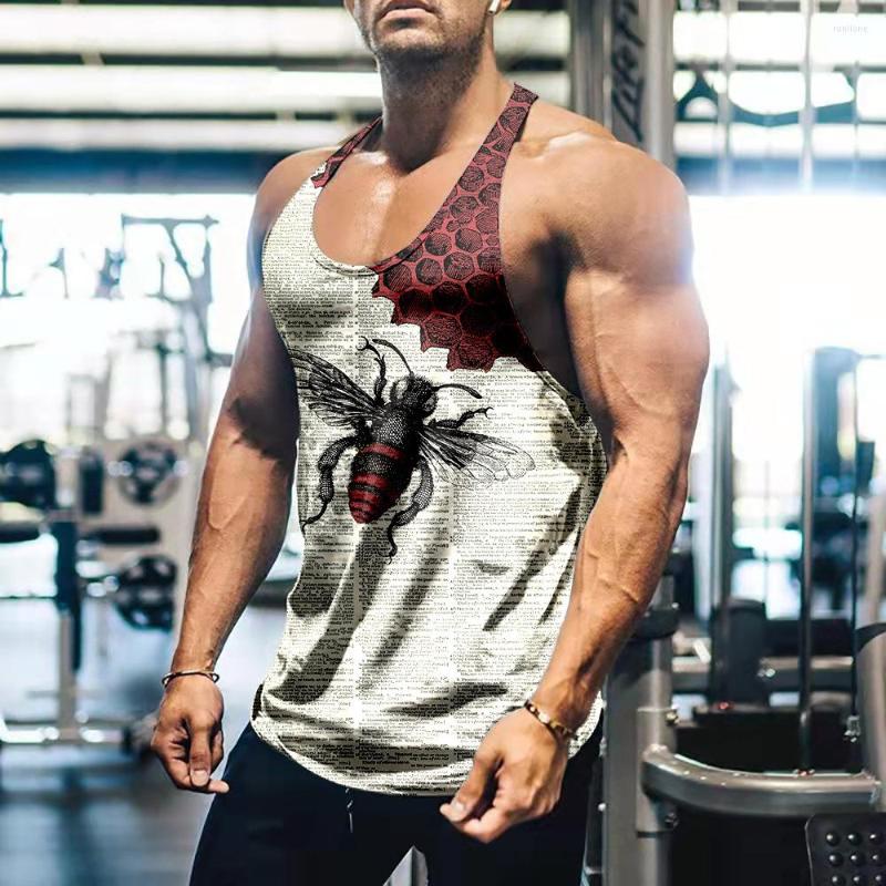 

Men's Tank Tops Summer Mens Casual Loose Sleeveless Shirts Sports 3D Printed Vest Muscle Cotton Street Workout Top Singlet Fitness