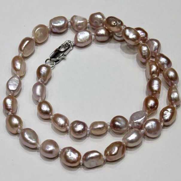 

Natural Purple baroque freshwater pearl necklace 8x9mm 18INCH