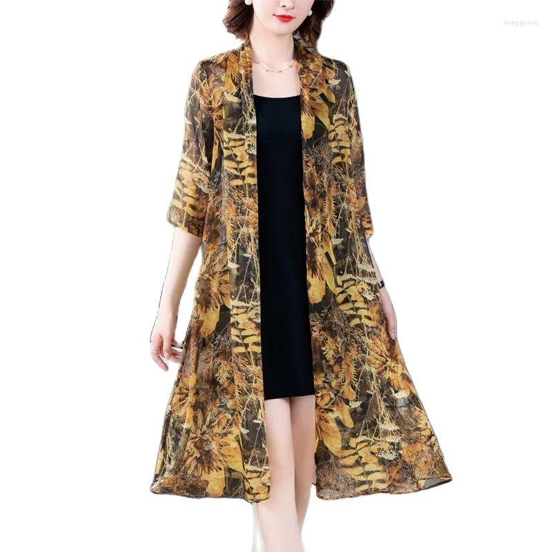

Women's Trench Coats Windbreaker Women's Mid-Length Summer Thin Coat 2022 Cardigan Korean Print Loose Cape Sunscreen Outerwear 5XL, Photo color