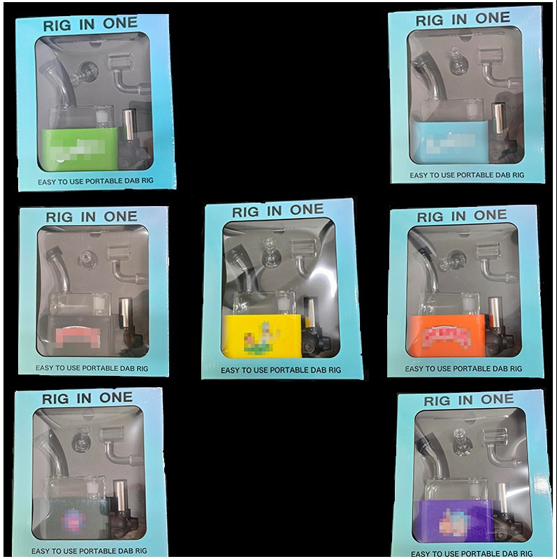 

Hotsale Glass Bong Smoking Kit Hookahs water pipe Dab Rig in one with Quartz Banger Carb Cap accessories set for Wax Concentrate Dabbing Designer