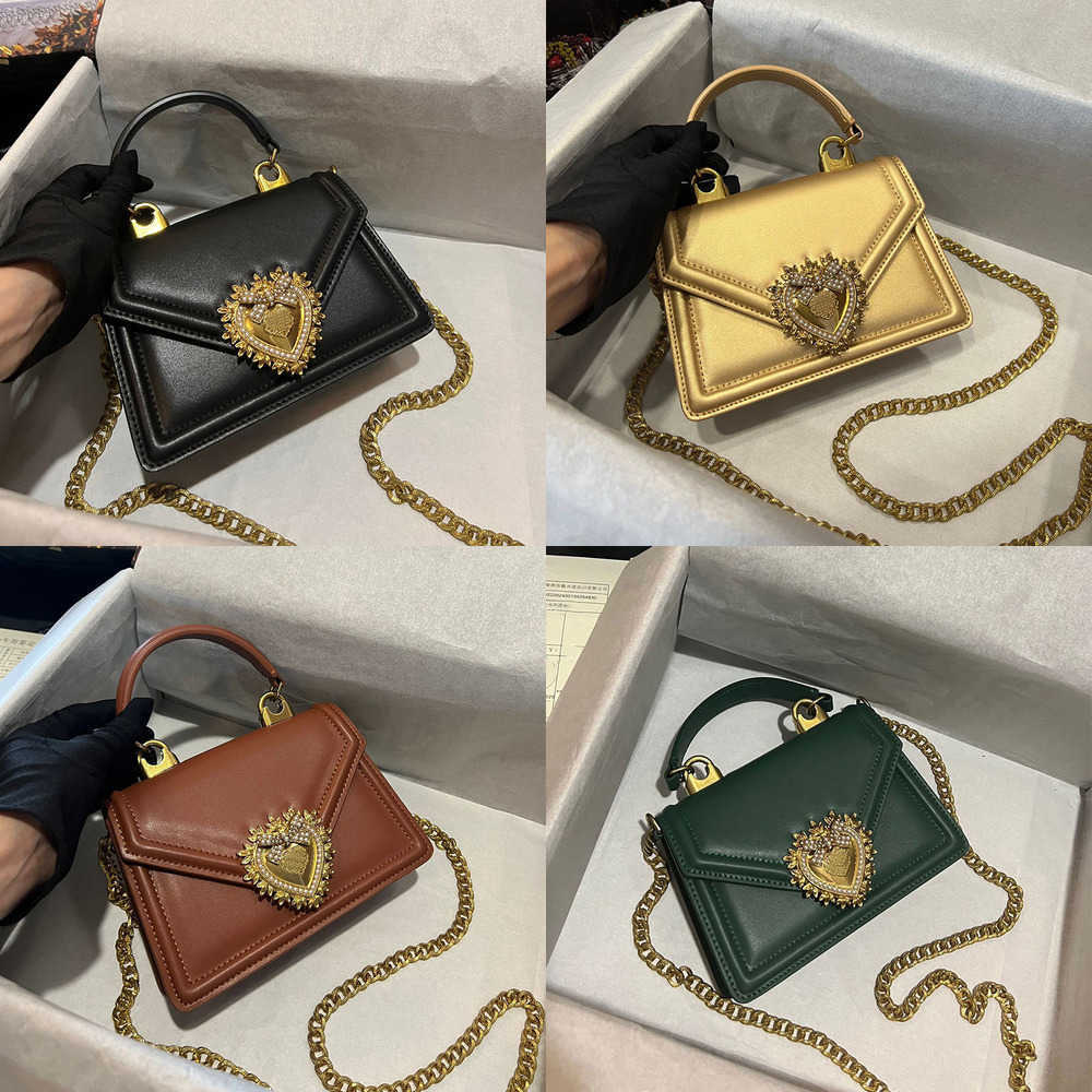 

Designer dg bags Quality Heart Bag Genuine Leather Flap Bag Mini Evening Bags Gold Chain Shoulder Crossbody Women Handbag lady Party Clutch, Black